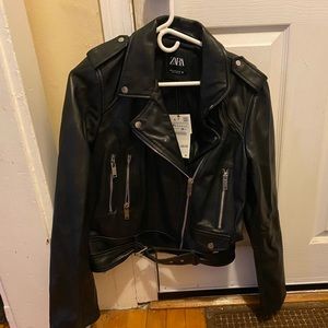 Zara real leather jacket